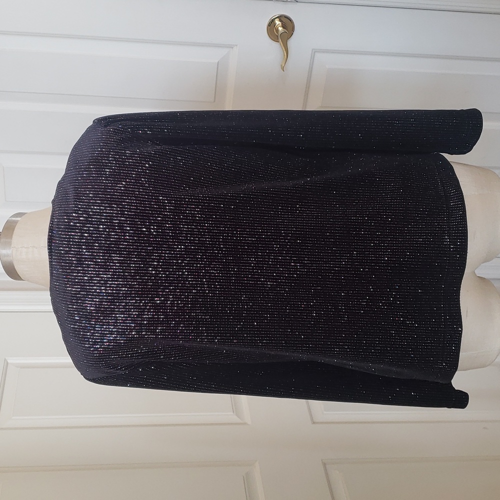 Vintage 80s Ronni Nicole Black Velvet Metallic Shimmer Twinset Cardigan PS - Picture 6 of 15
